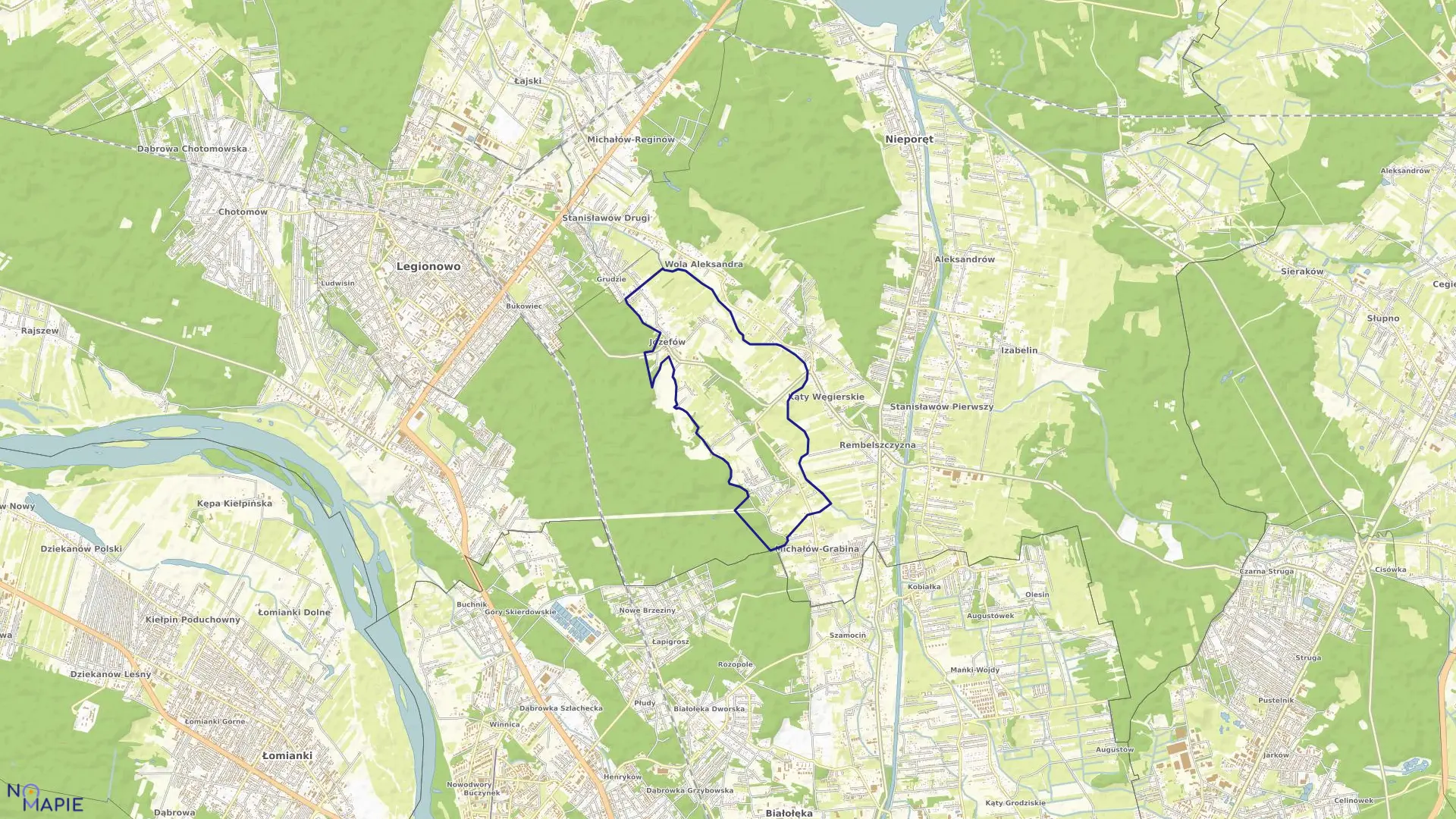 Mapa obrębu JÓZEFÓW w gminie Nieporęt