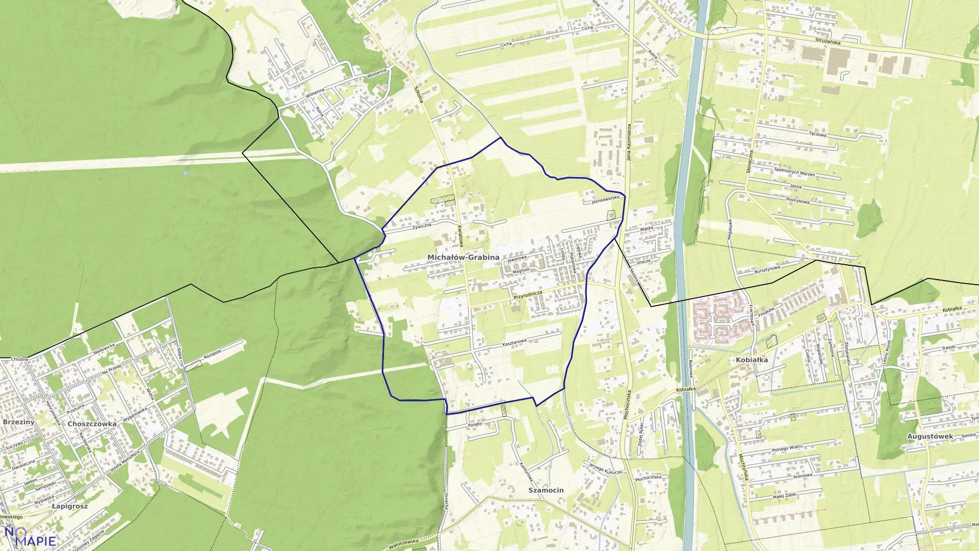 Mapa obrębu MICHAŁÓW-GRABINA w gminie Nieporęt