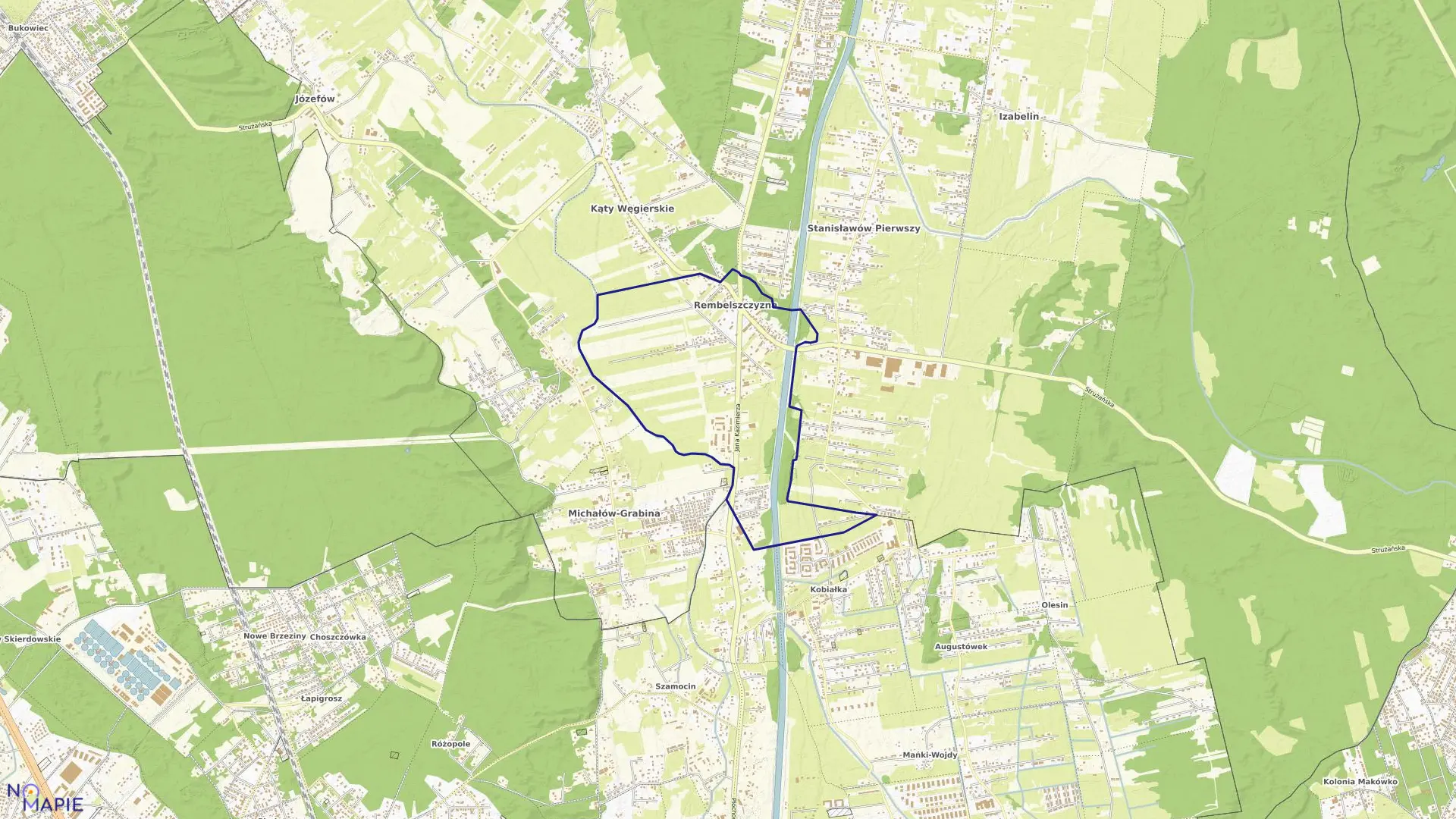 Mapa obrębu REMBELSZCZYZNA w gminie Nieporęt