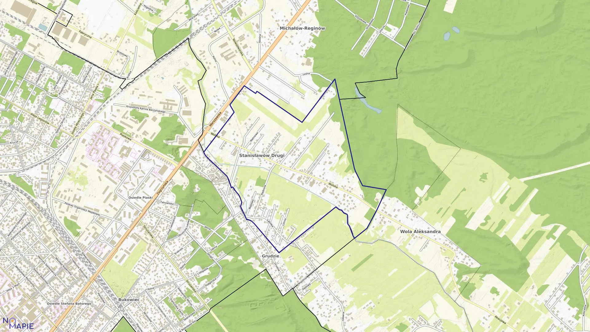 Mapa obrębu STANISŁAWÓW DRUGI w gminie Nieporęt