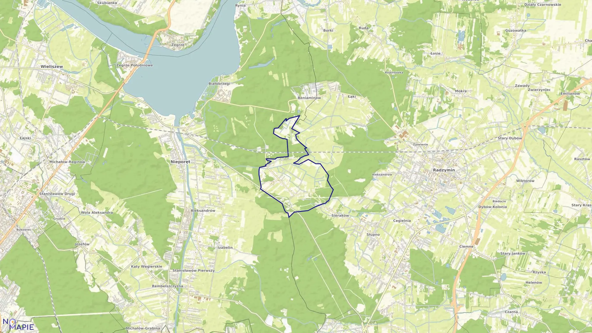 Mapa obrębu WÓLKA RADZYMIŃSKA w gminie Nieporęt